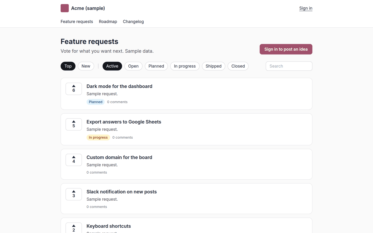 FigVote screenshot (sample data)